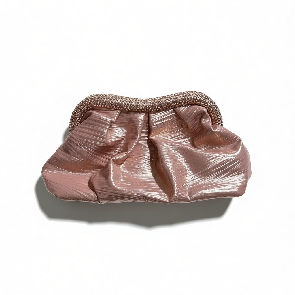 Elegant Satin Evening Clutch β Blush Pink with Crystal Frame soirΓ©e β¨ππ