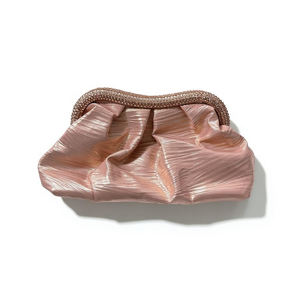 Elegant Satin Evening Clutch β Blush Pink with Crystal Frame soirΓ©e β¨ππ