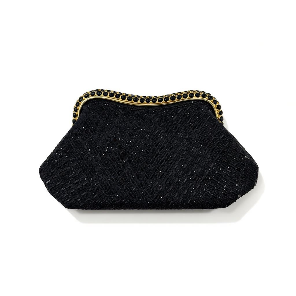 Luxury Black & Gold Evening Clutch – Embellished Statement Bag soirée ✨🖤👛