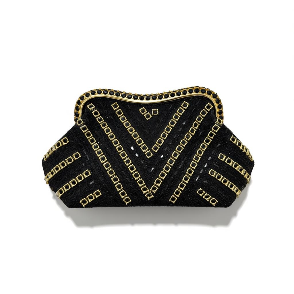 Luxury Black & Gold Evening Clutch – Embellished Statement Bag soirée ✨🖤👛