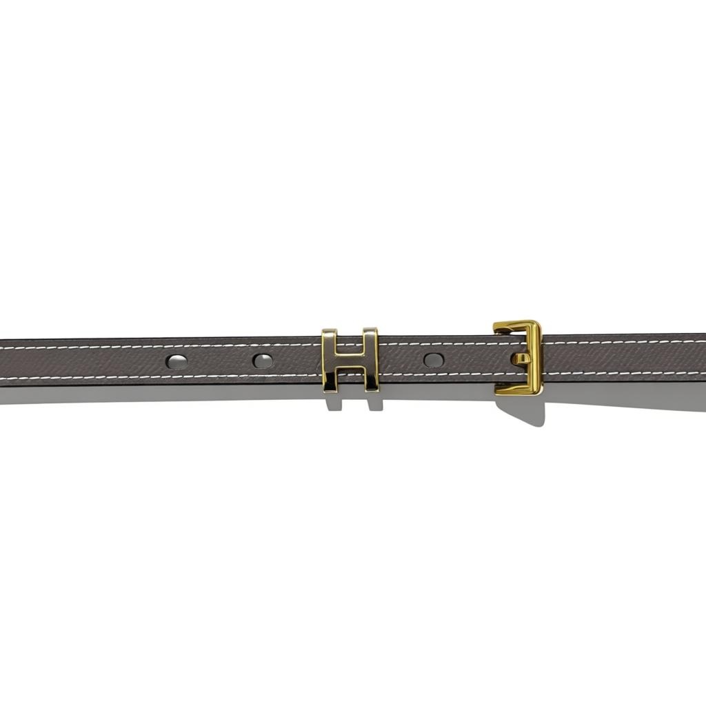 ✨ Hermès khaki Leather Belt with Gold H Buckle ✨ 95 cm
