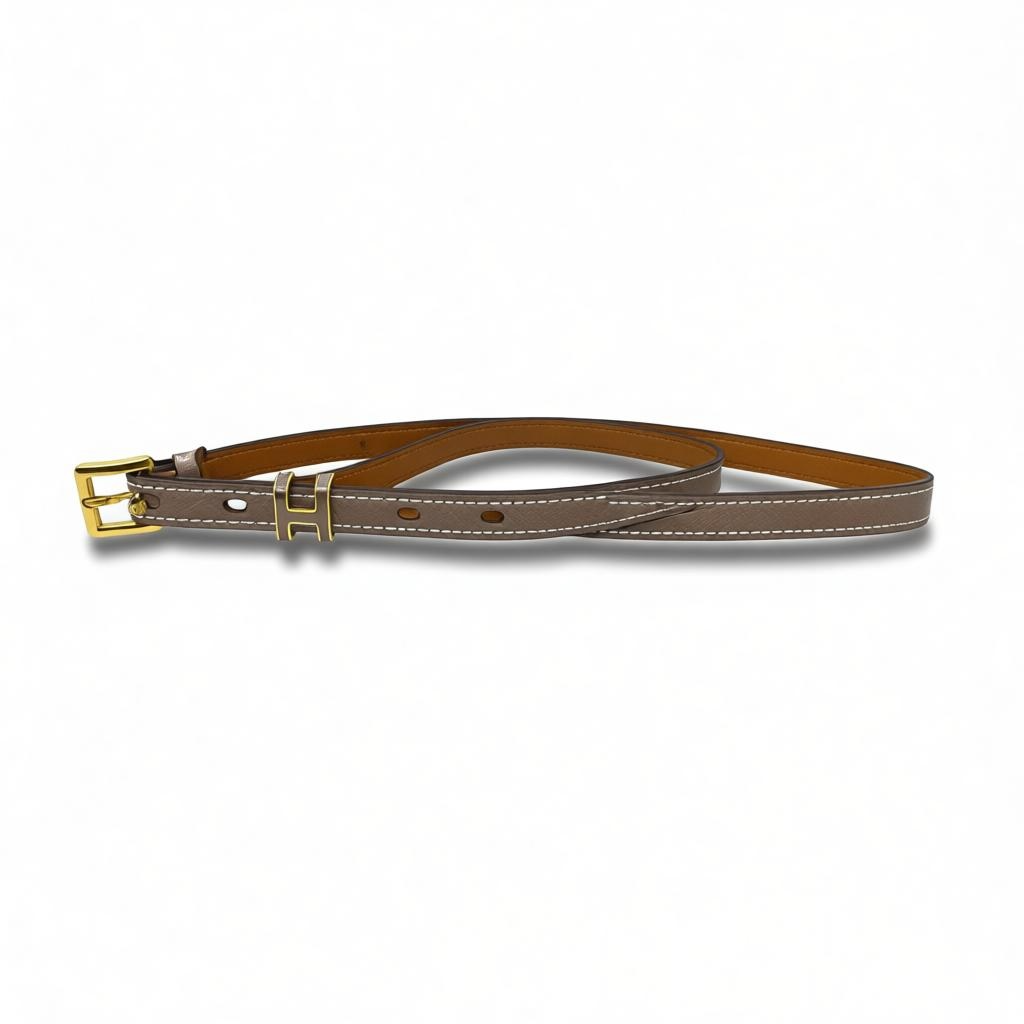 ✨ Hermès khaki Leather Belt with Gold H Buckle ✨ 95 cm