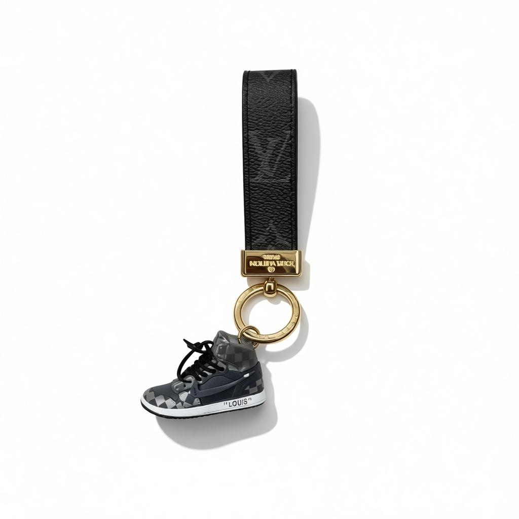 ICONIC LOUIS VUITTON SNEAKER KEYCHAIN β BLACK CAMO URBAN LUXURY β¨ππ€