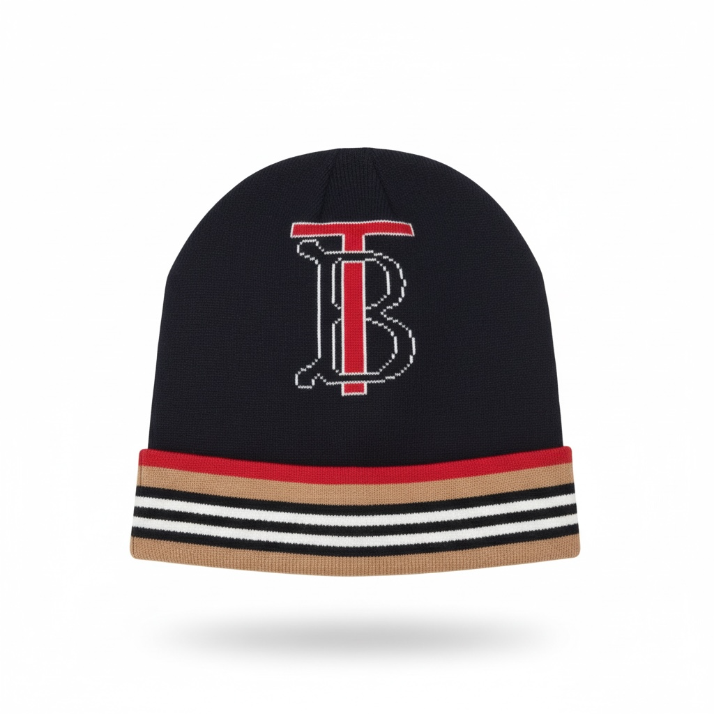 🧢 Burberry TB Monogram Knit Beanie – Iconic British Luxury 🖤❤️🤍