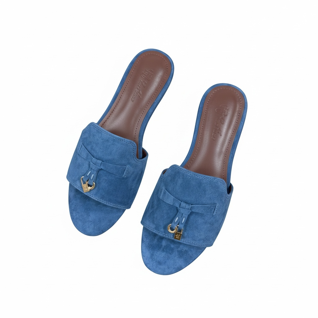 LORO PIANA Style Blue Suede Slides πβ¨ | Casual Luxury Edition