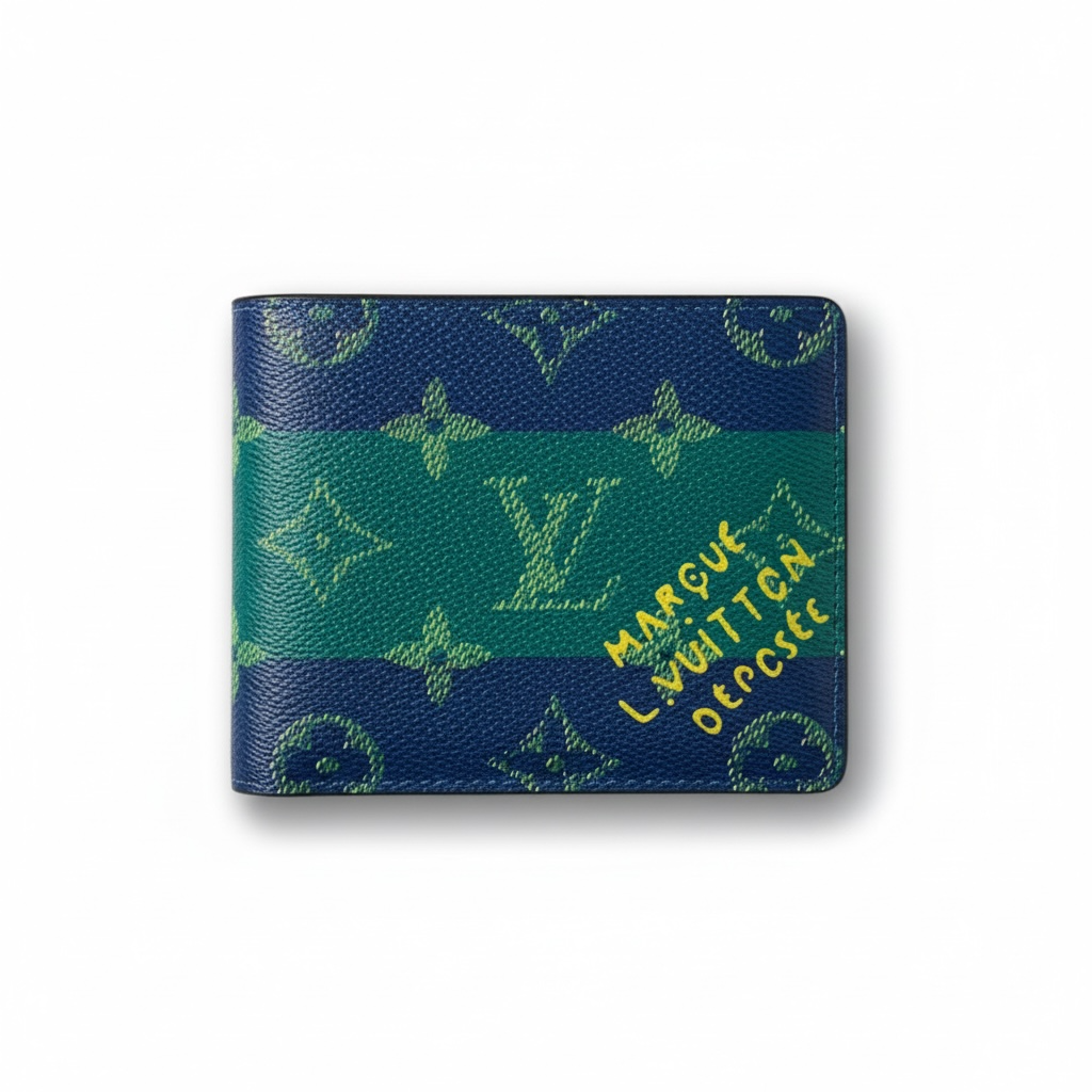 👛 Louis Vuitton “Margot L. Vuitton Otepsée” Bi-Fold Wallet – Blue & Green Monogram Art Edition