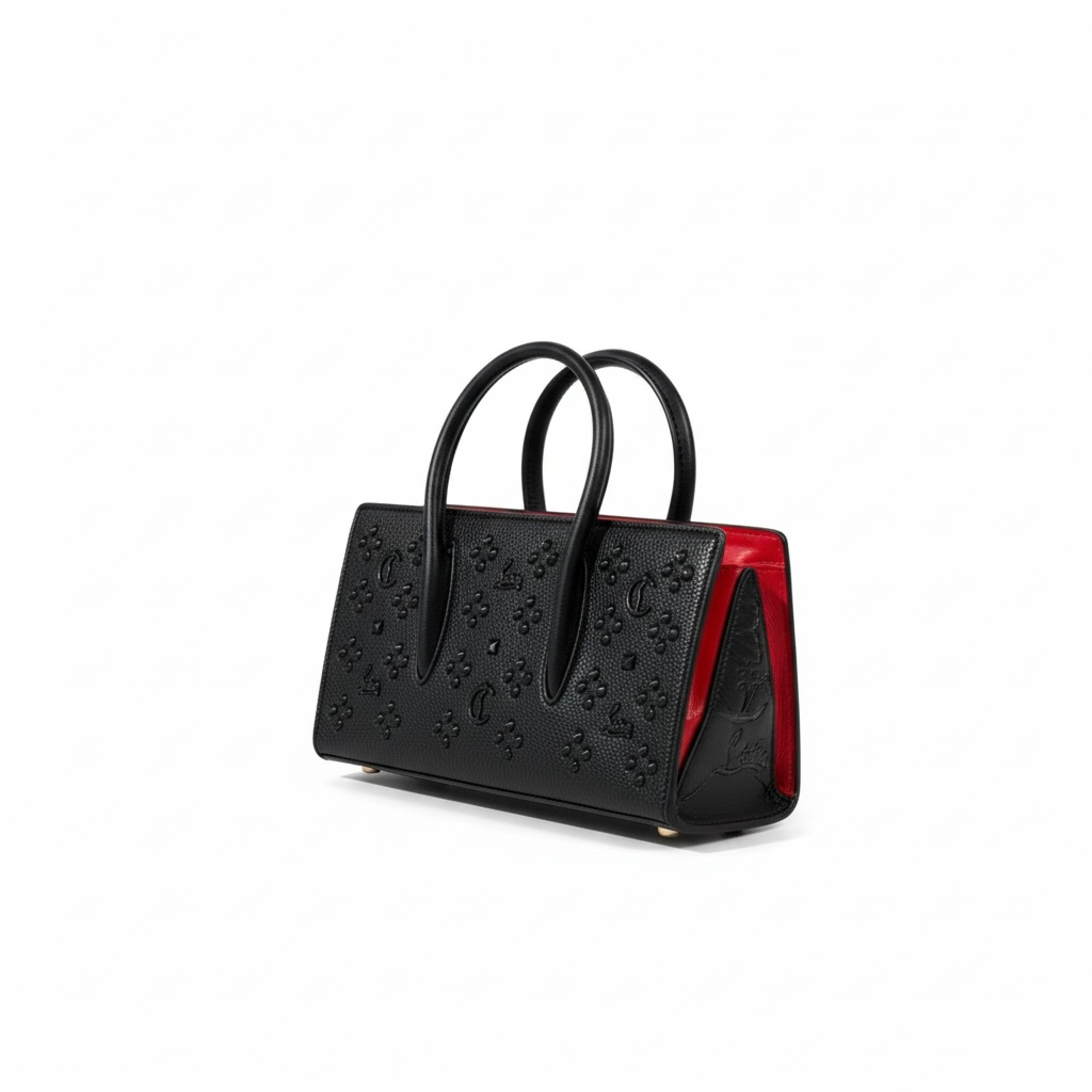 Christian Louboutin Paloma Small Tote β Black Embossed with Red Interior