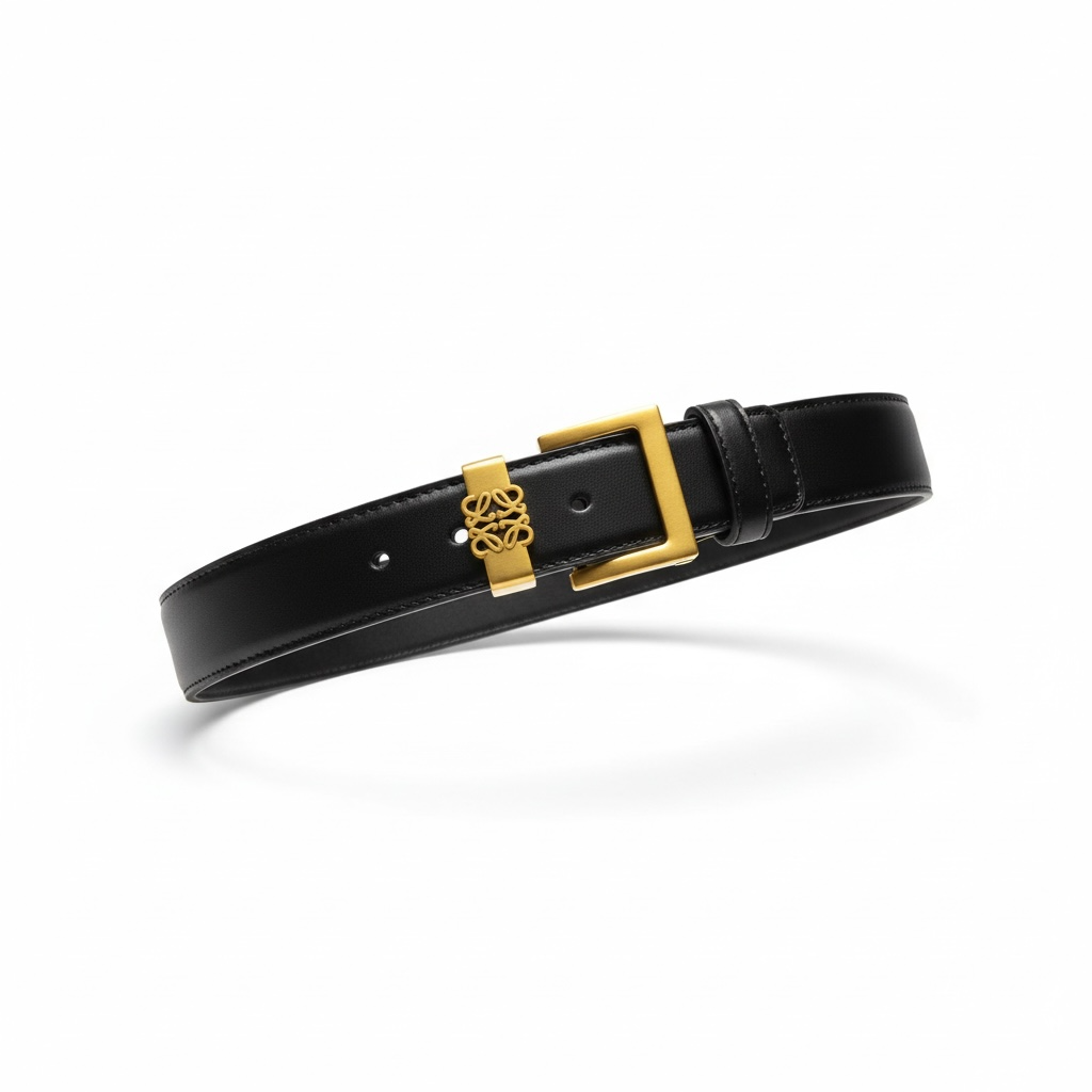 Loewe Anagram Leather Belt β Black with Gold Buckle π€β¨