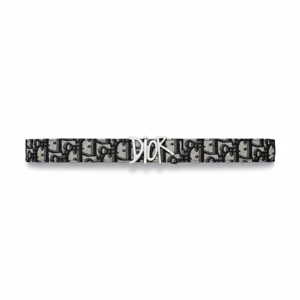 Dior Oblique Logo Belt β Black & blue with Dior Buckle π€β¨