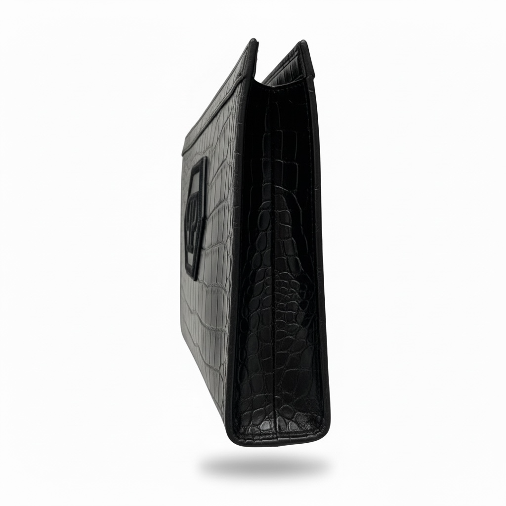 Philipp Plein Croc-Embossed Leather Clutch β Black ππ€