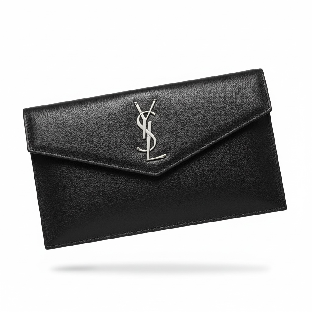 🖤✨ Saint Laurent YSL Black Leather Envelope Clutch ✨🖤