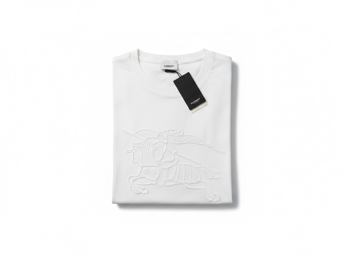 Burberry White Embroidered Knight T-Shirt π€β¨ Premium Heritage Edition