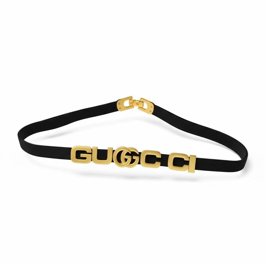 β¨π€ Gucci Elastic Belt with Gold Logo π€β¨