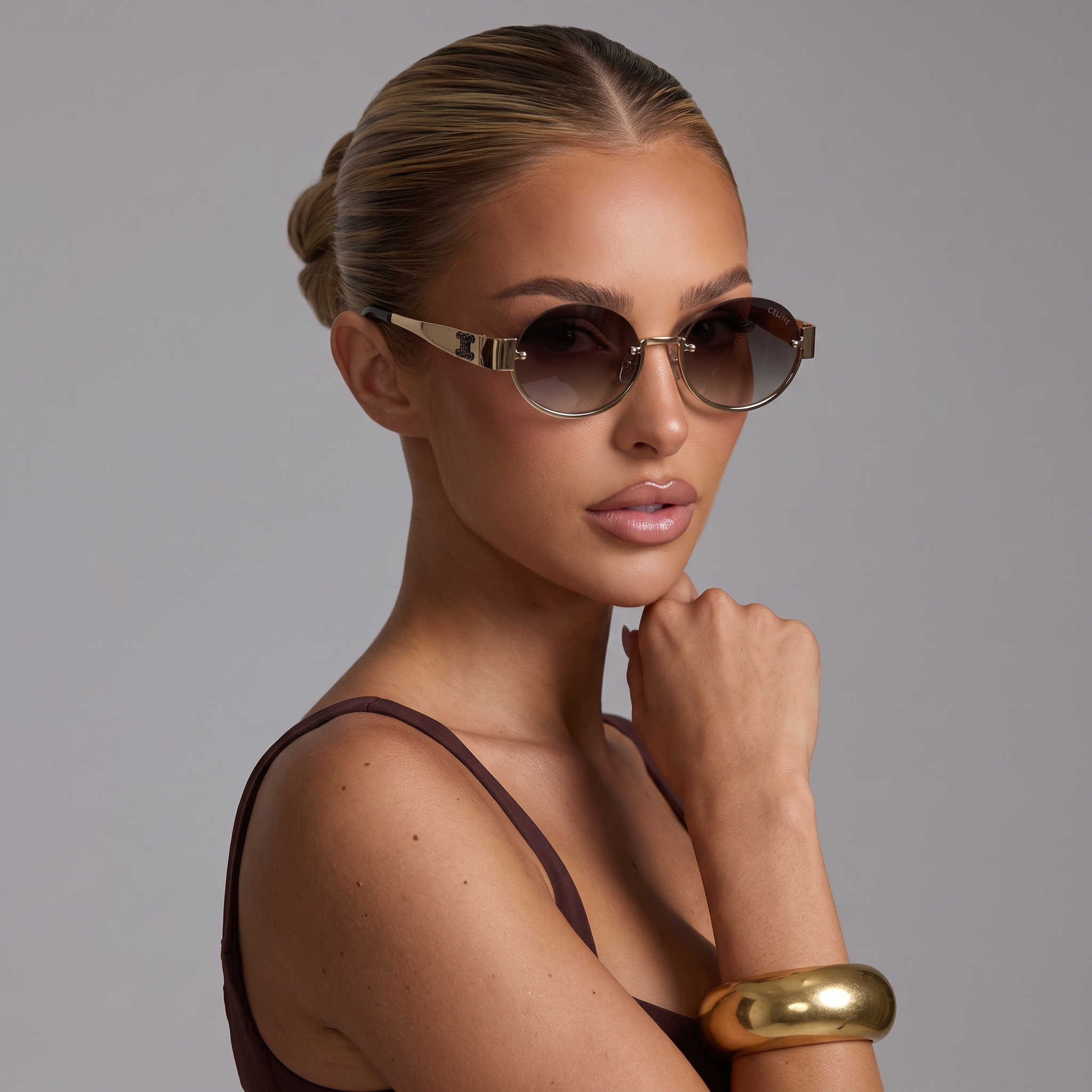 Celine Round Sunglasses β Gold Vintage Luxury πΆοΈβ¨