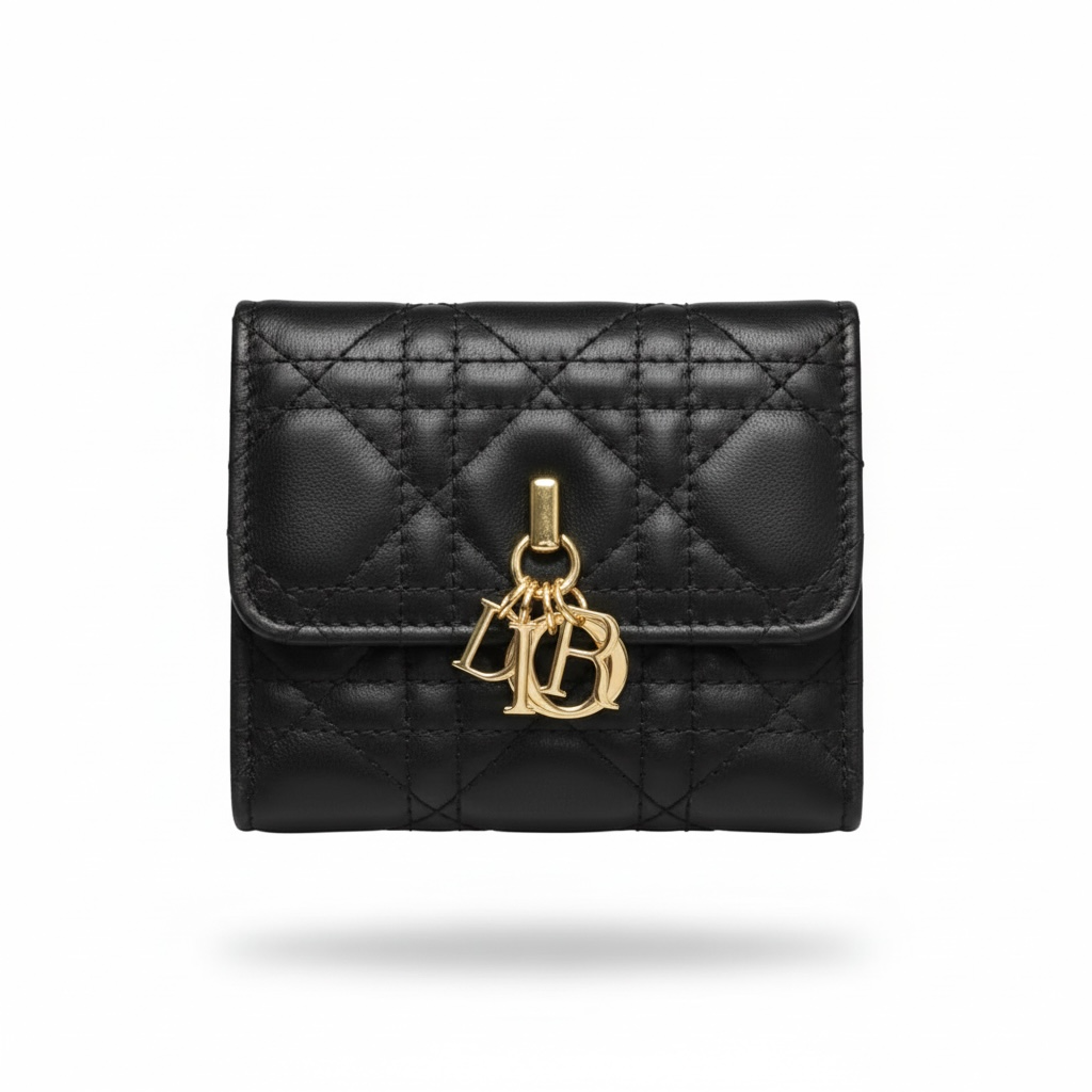 Miss Dior Black Quilted Compact Wallet π€β¨