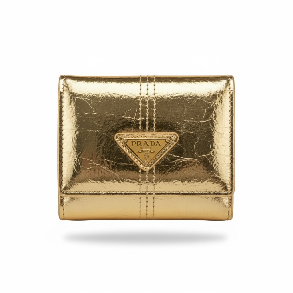 Prada Gold Metallic Compact Wallet πβ¨