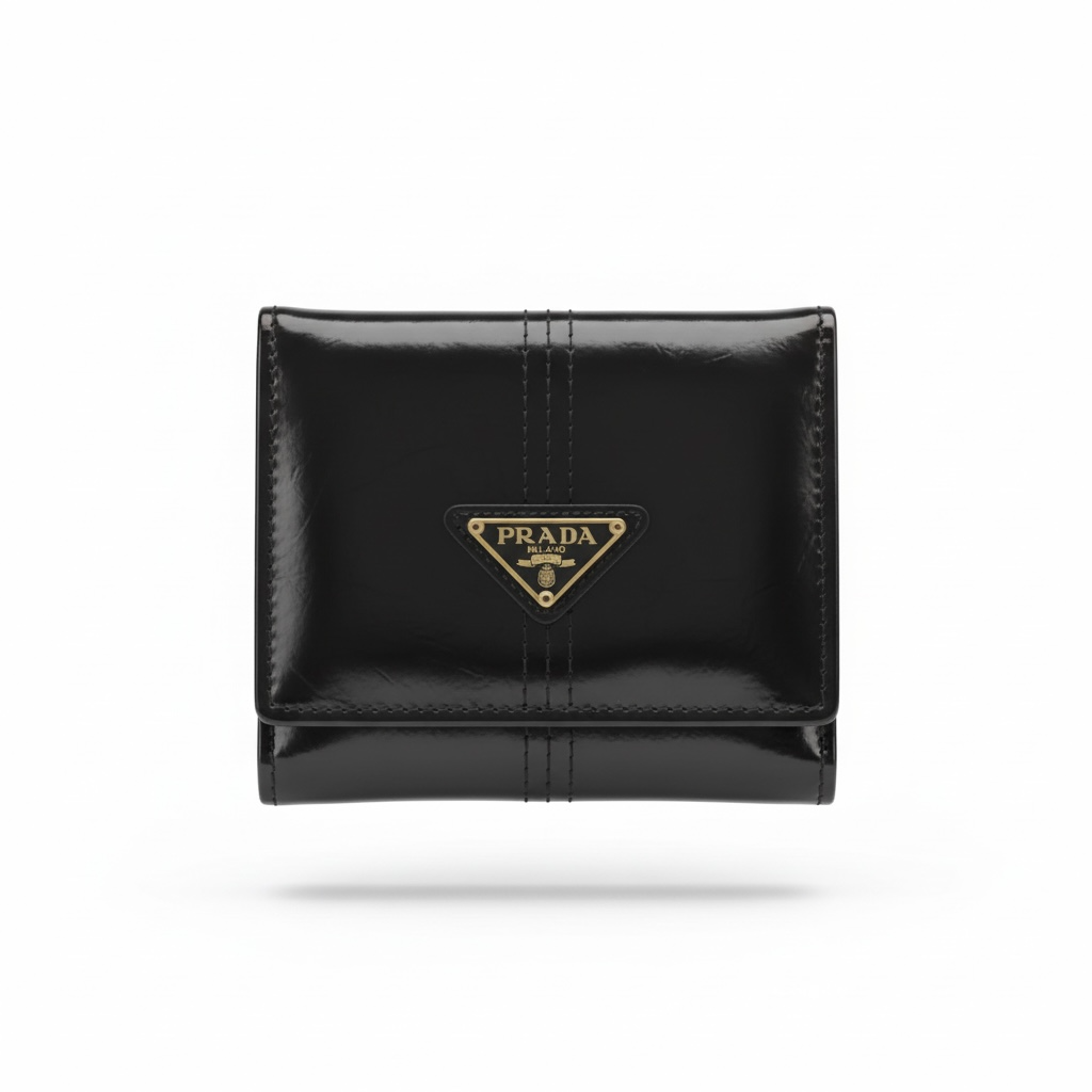 Prada Black metallic Compact Wallet 🖤✨