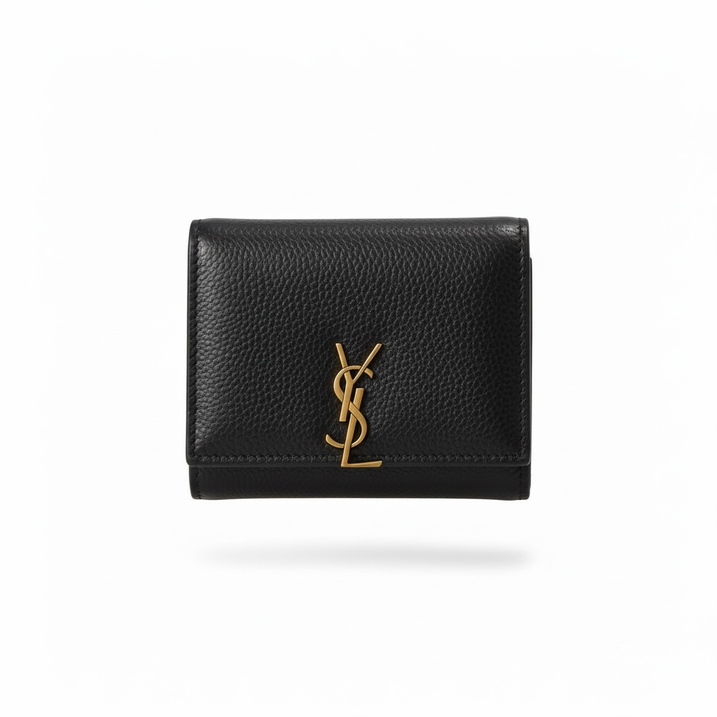 Yves Saint Laurent Black Leather Compact Wallet π€β¨