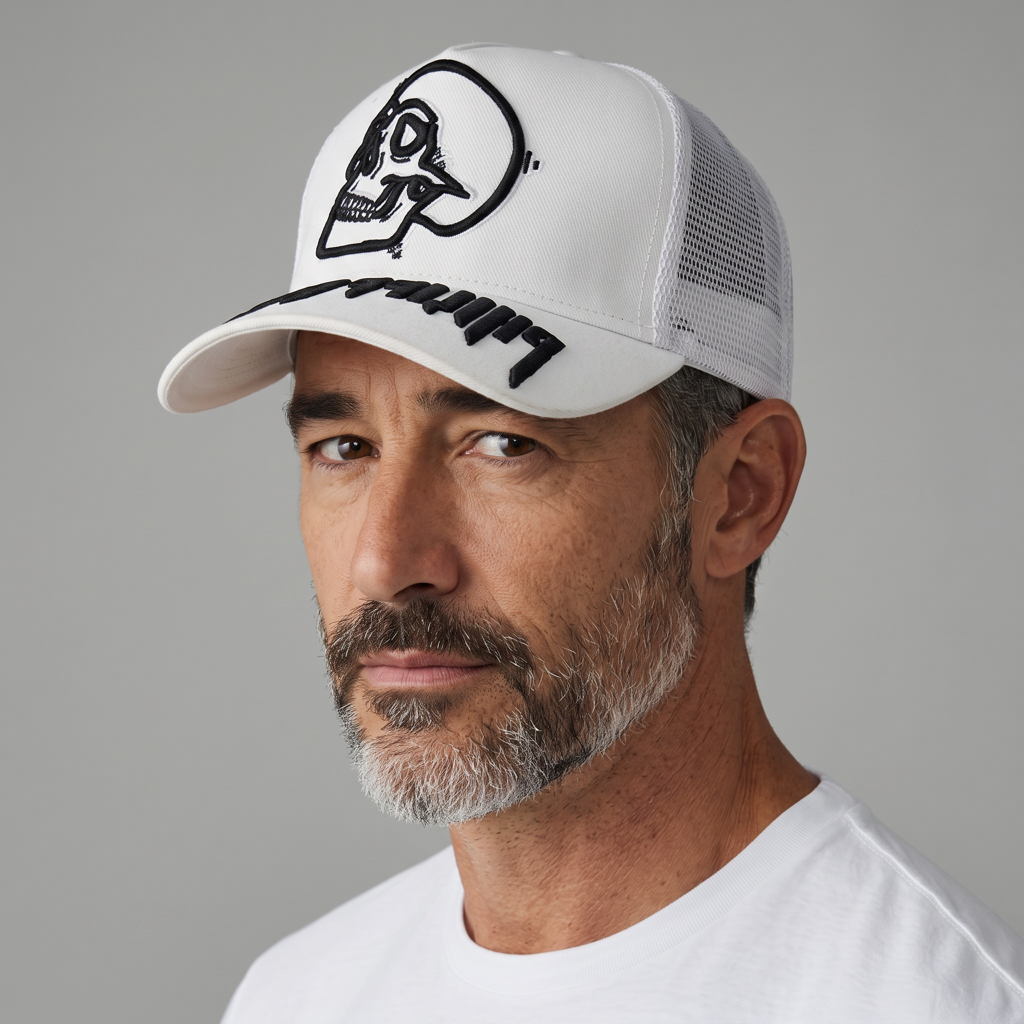 Philipp Plein Mesh Skull Cap π§ π | White Trucker with Bold Black Edge