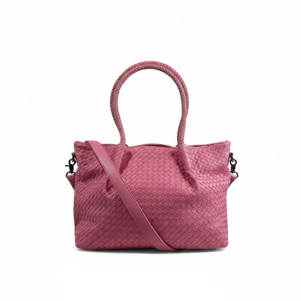 Bottega-Inspired Woven Leather Tote Bag β Pink Glam Edition ππ