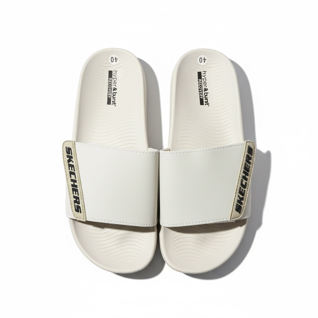 Skechers Hyper Burst Comfort Slides – Cream Edition 🤍✨