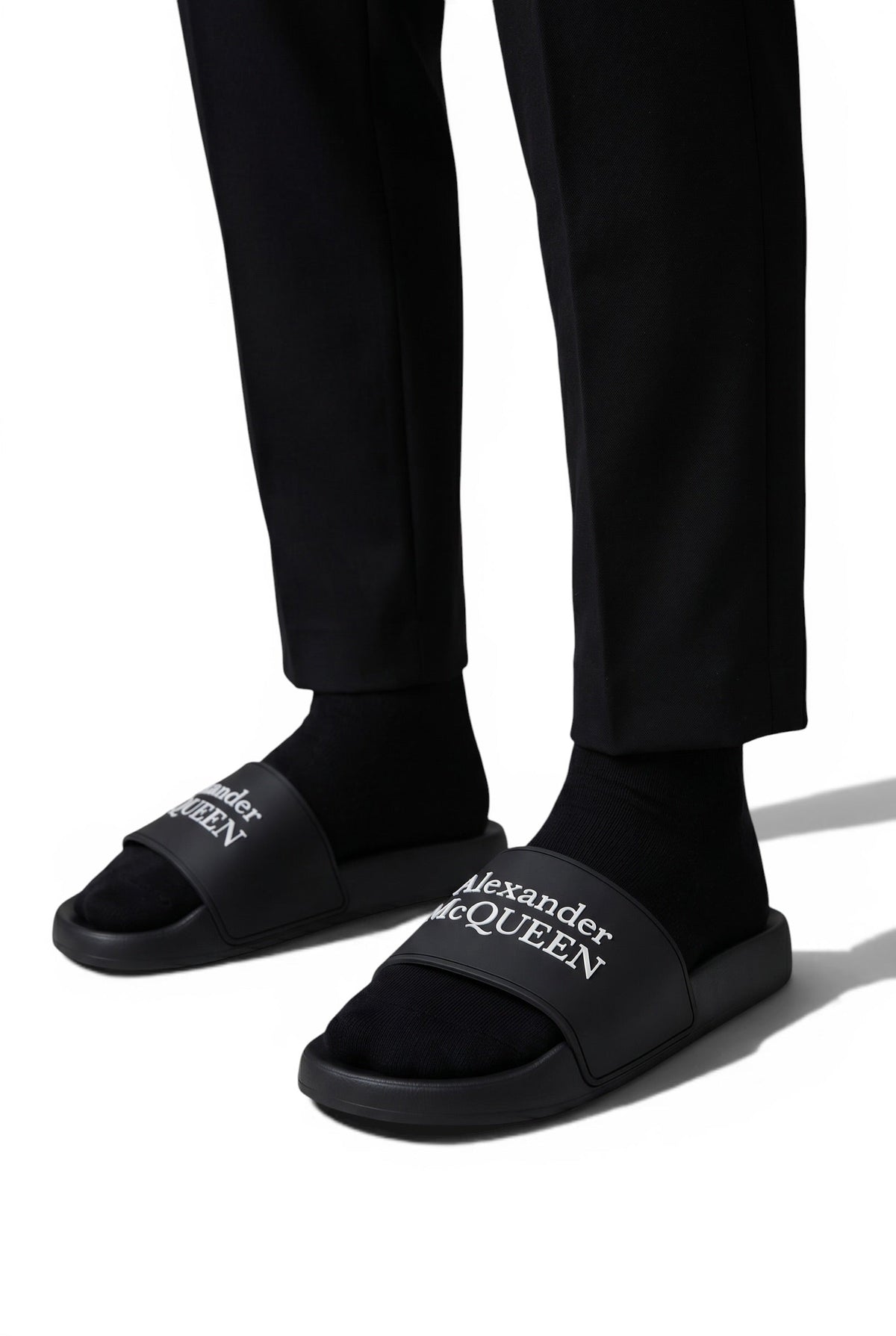Alexander McQueen Black Logo Slides 🖤✨ | Luxury Minimal Summer Essential 🔥👑