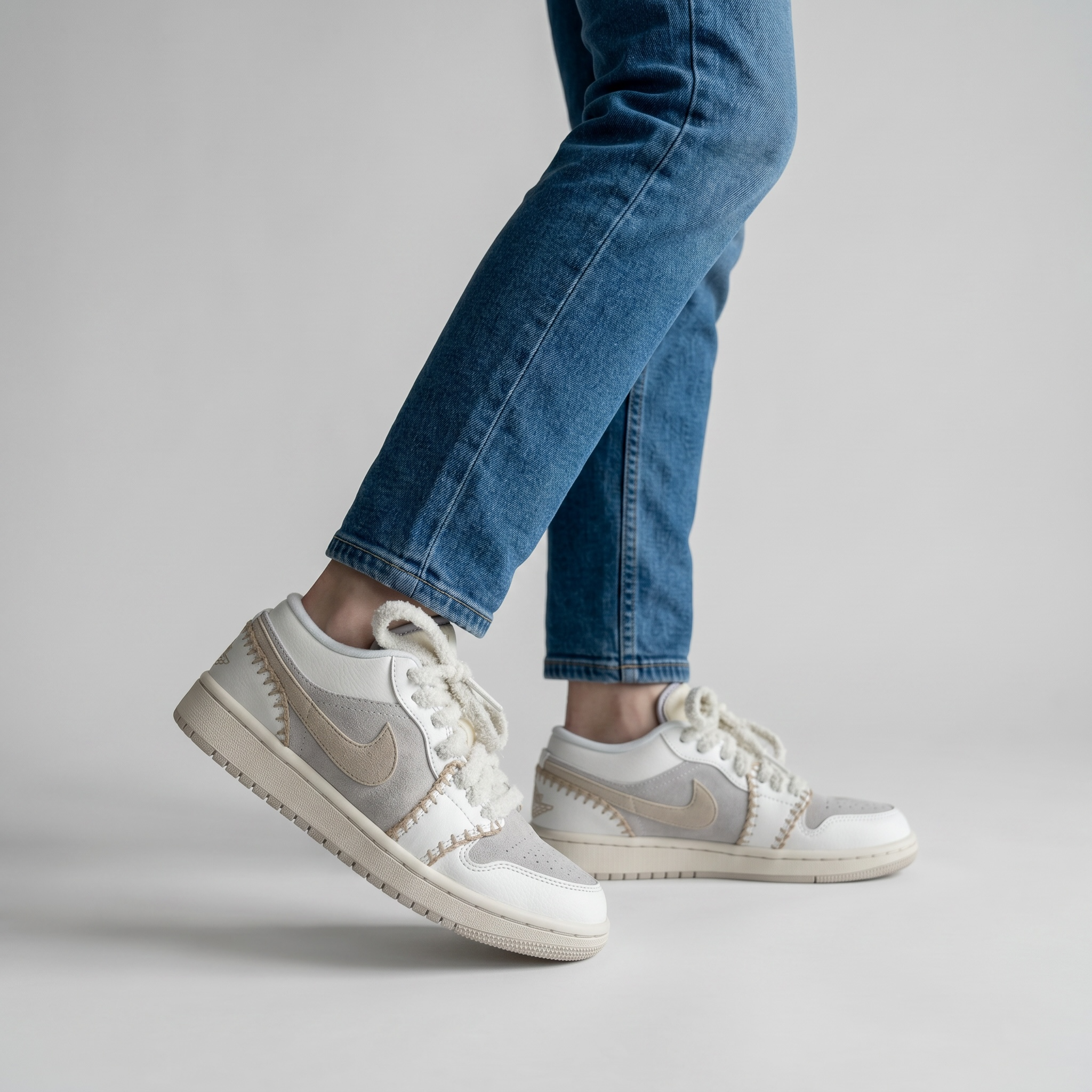Nike Air Jordan Low Vintage Stitch Sneakers β Cream & Beige Retro Trainers πβ¨ | Premium Street Style Shoes