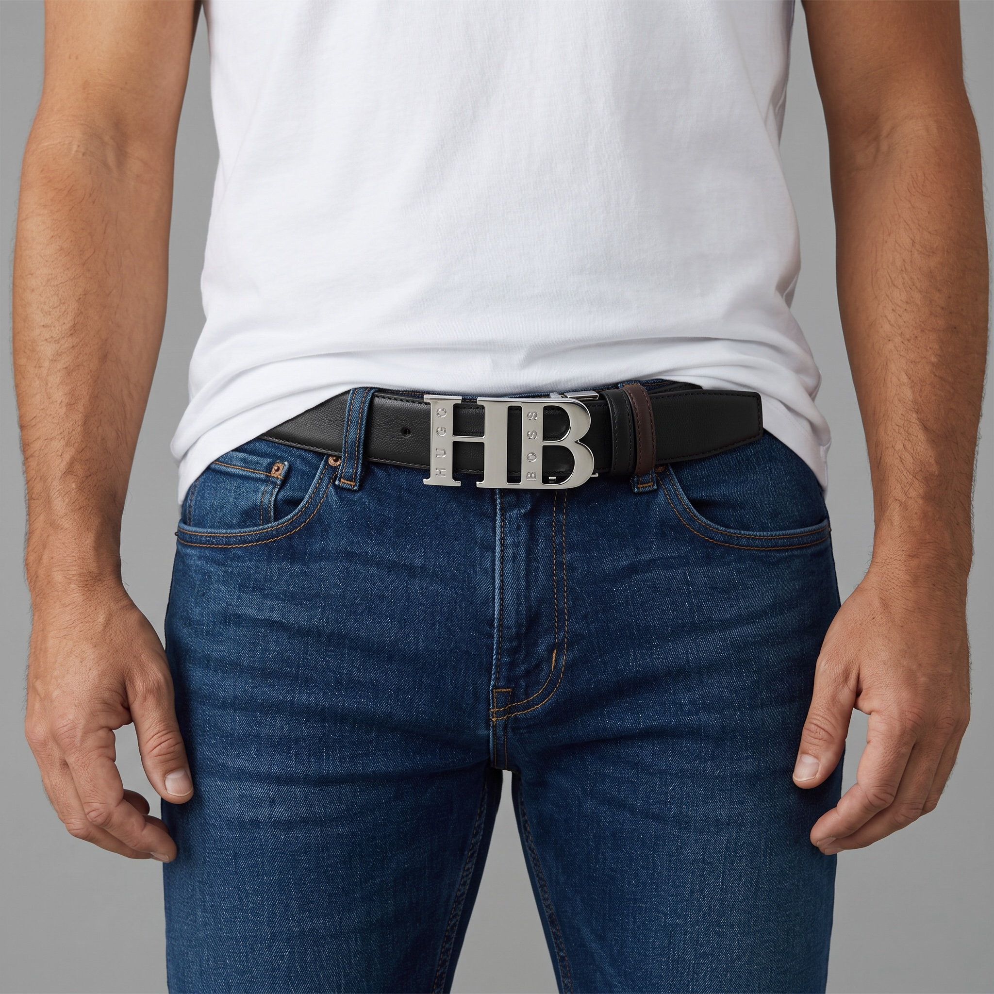 Hugo Boss HB Logo Reversible Leather Belt π₯ | Black & Brown Signature