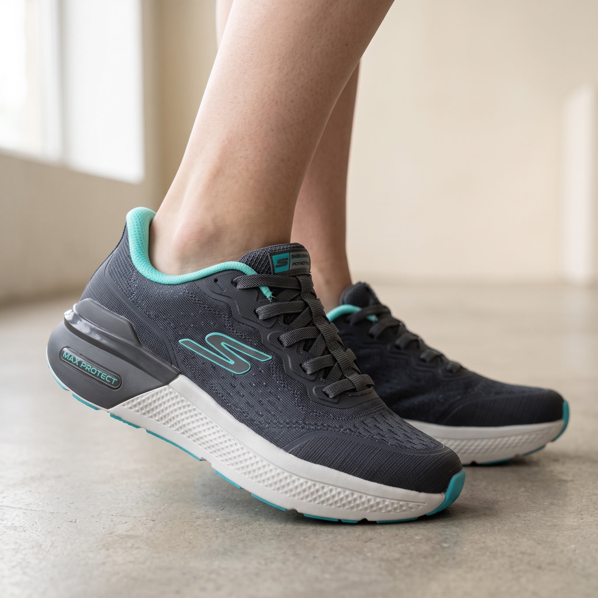 Skechers Max Protect β Grey Teal Sneakers π