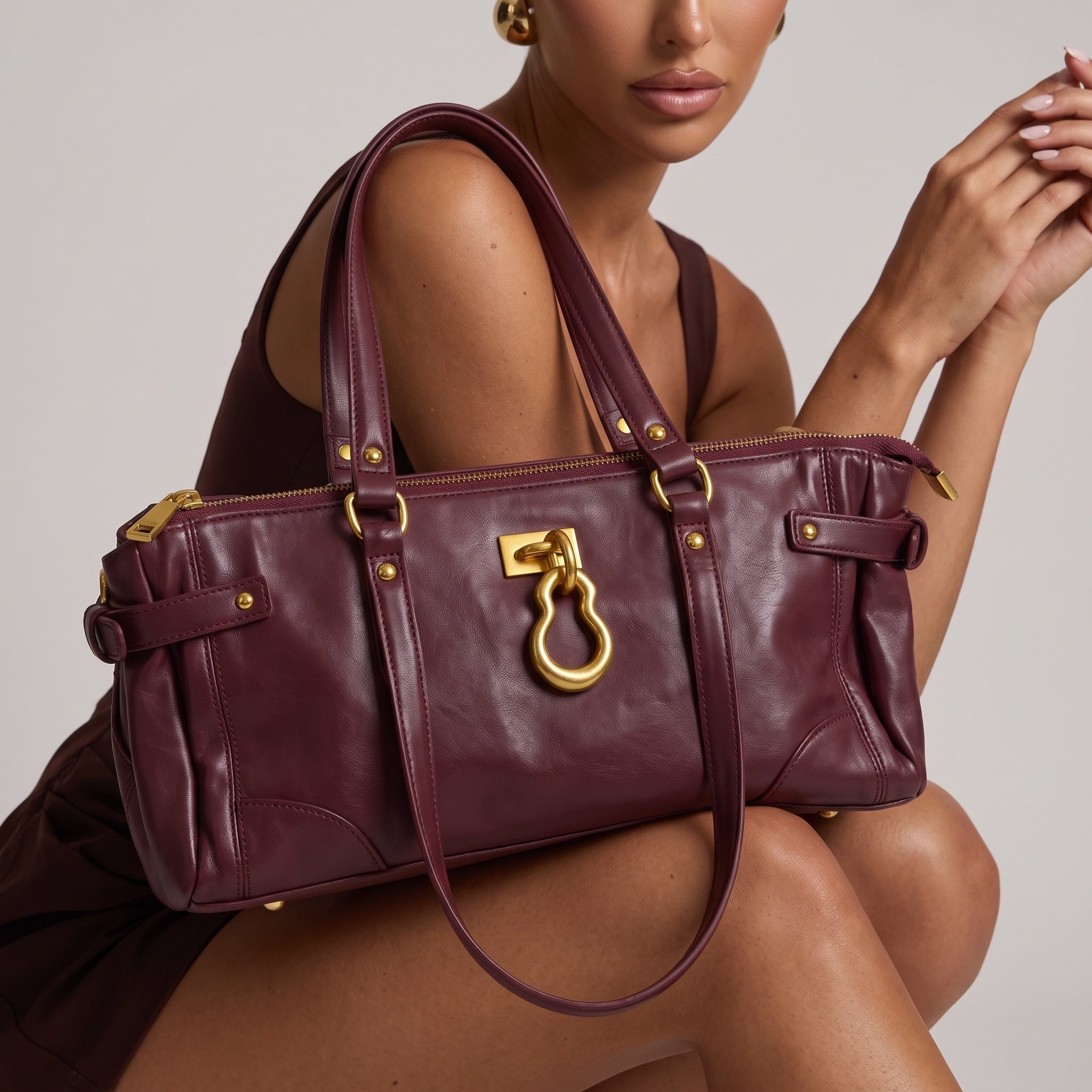 Jw pei Burgundy Leather Tote β Gold Hardware πβ¨