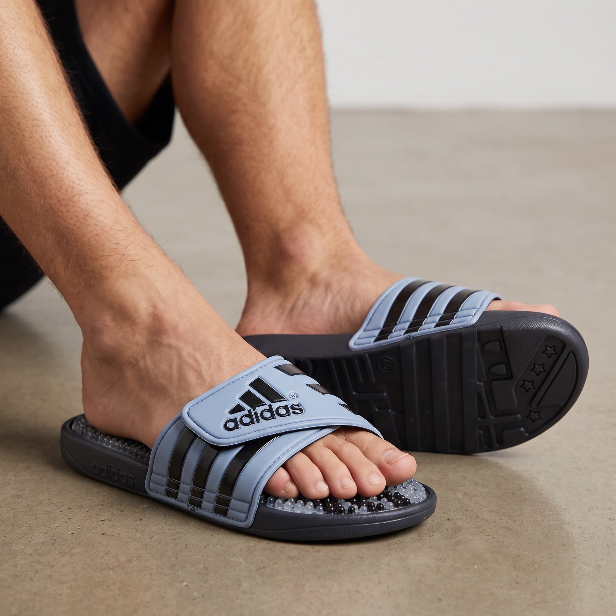 Adidas Adilette – Light Blue Massage Slides 🩵