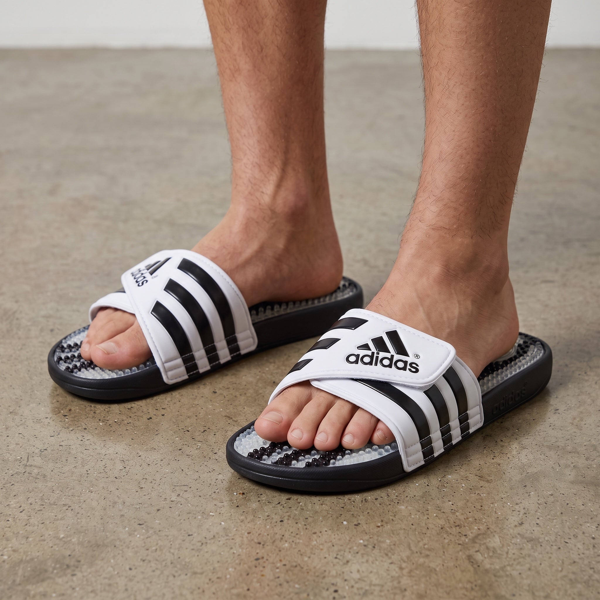 Adidas Adissage Slides – White/Black 🩴
