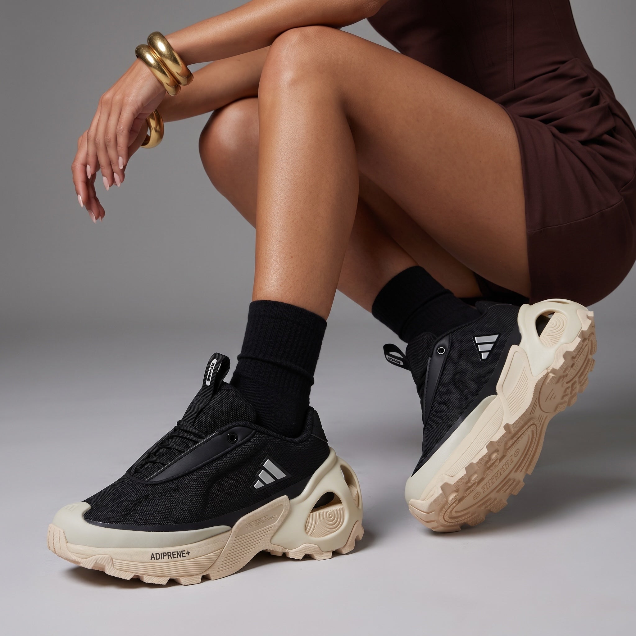 Adidas Chunky Runner β Black Cream Sculpted Sole π
