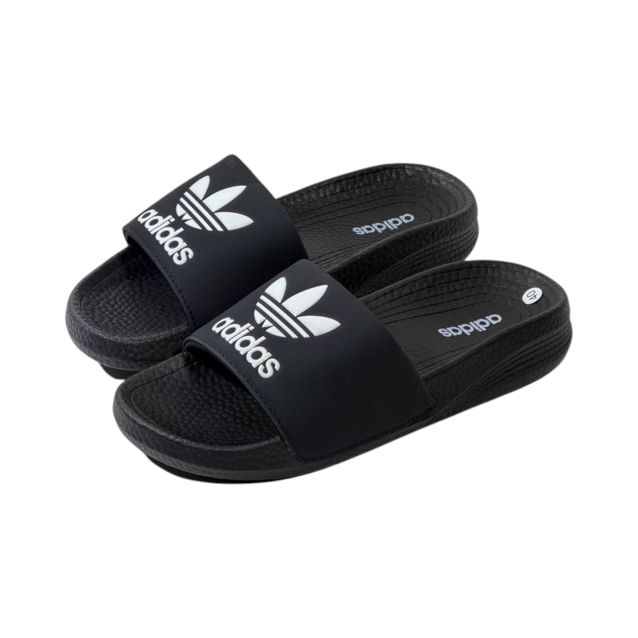 🩴 Adidas Originals Trefoil Slides – Classic Black Edition 🖤🤍✨