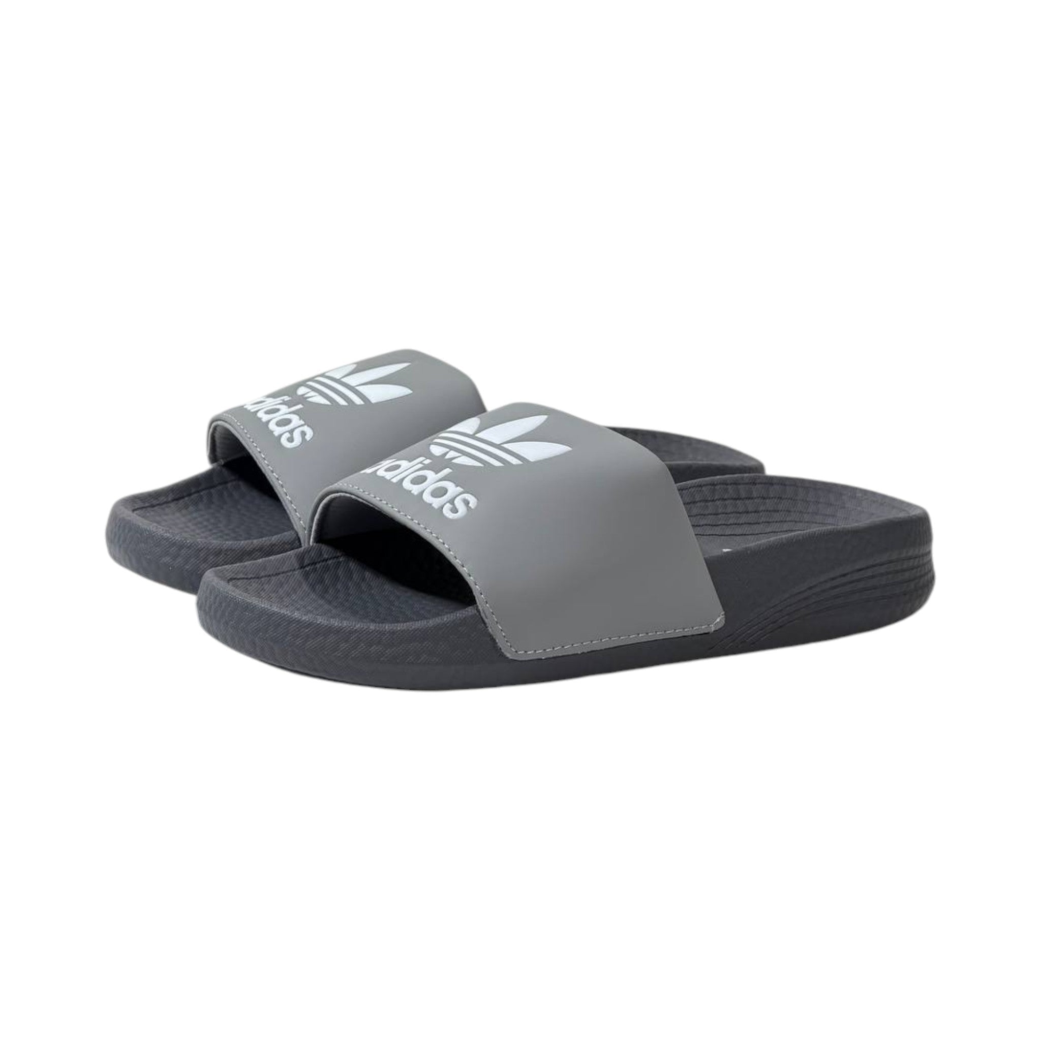 🩶 Adidas Originals Trefoil Slides – Urban Grey Edition ⚪🔥
