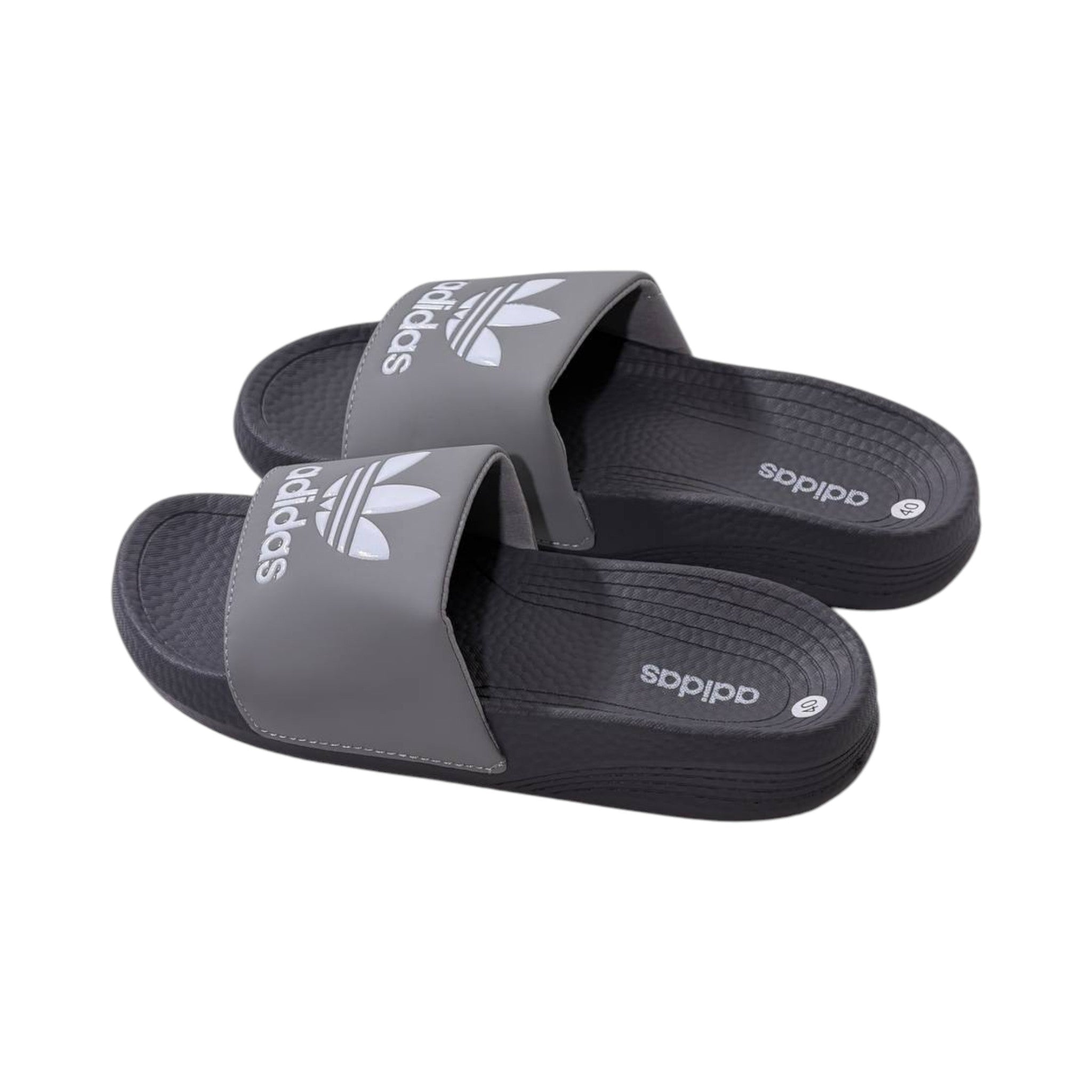 🩶 Adidas Originals Trefoil Slides – Urban Grey Edition ⚪🔥