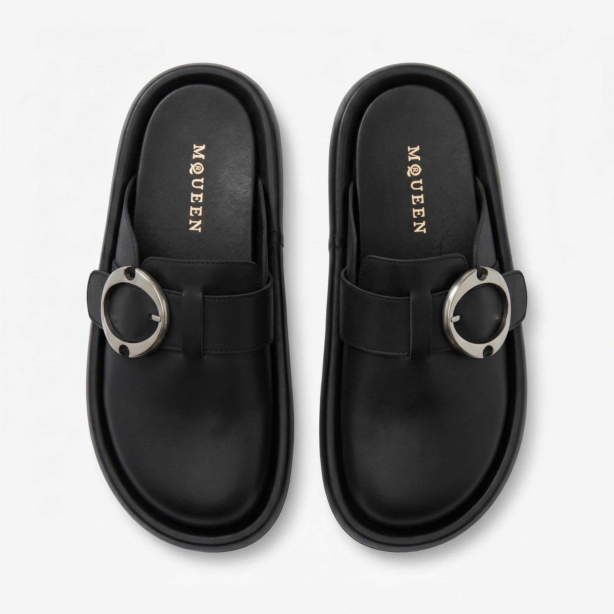 Alexander McQueen Classic Buckle Mule Loafers – Black