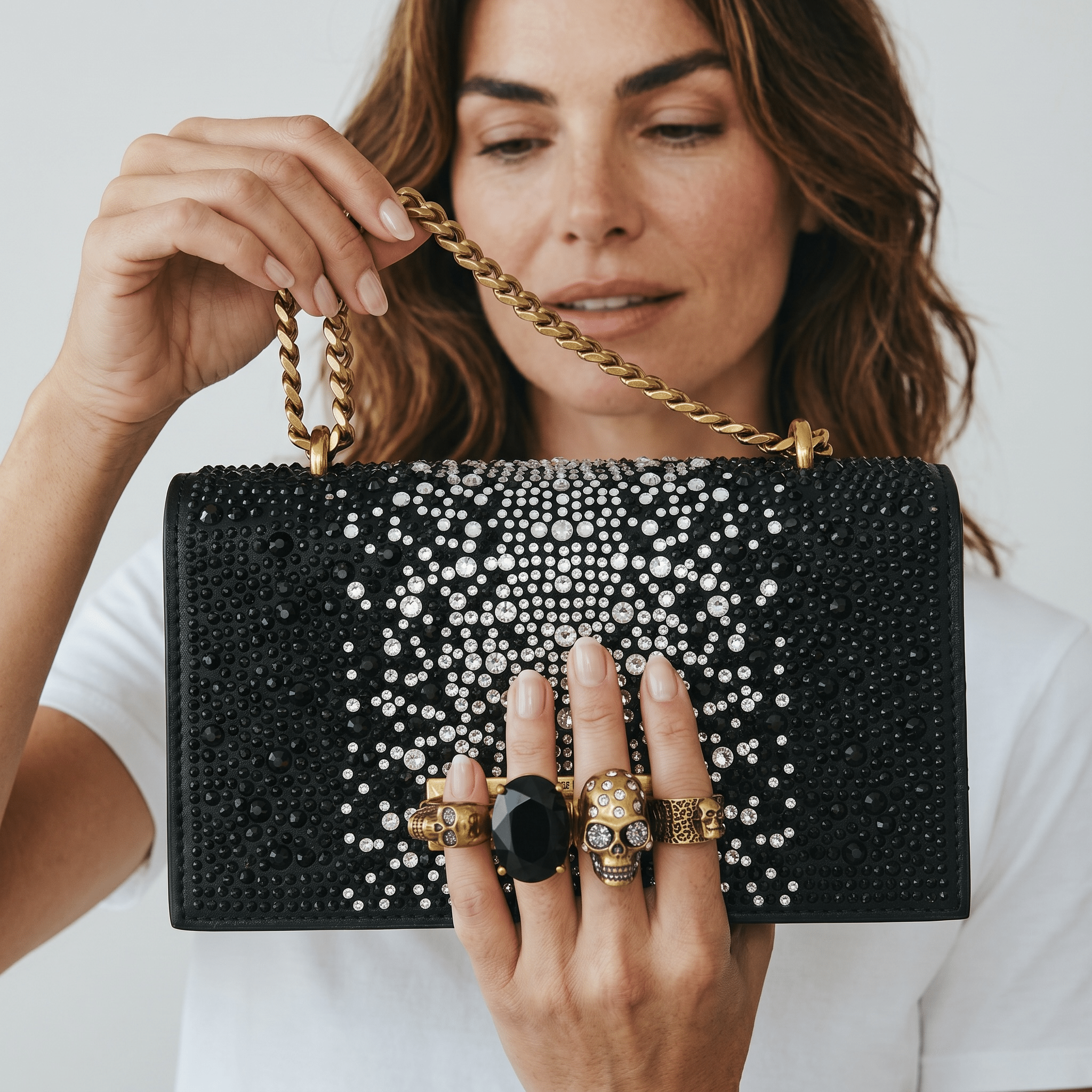 Alexander McQueen Crystal Skull Clutch π€β¨β οΈ