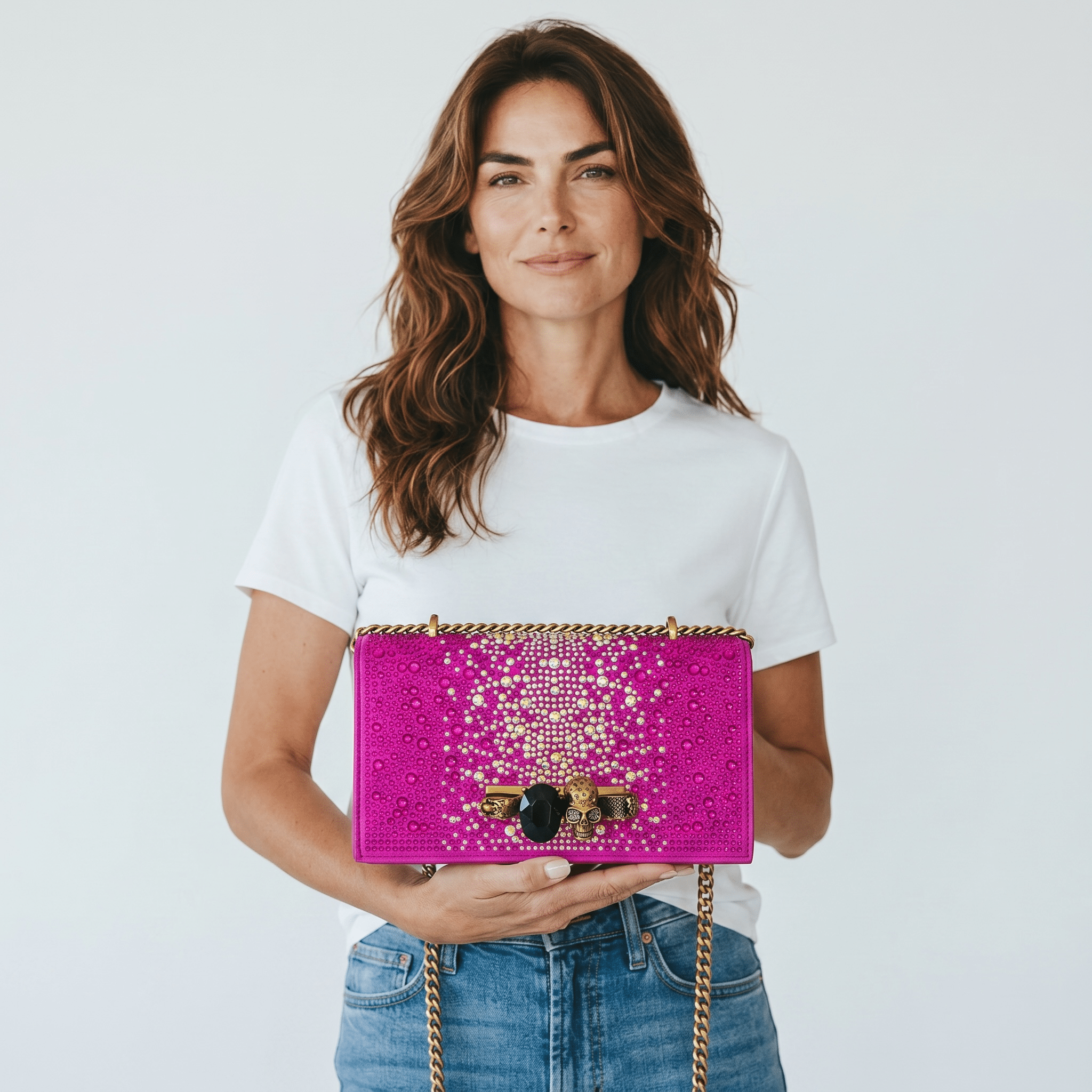 Alexander McQueen Fuchsia Crystal Skull Clutch πβ¨β οΈ