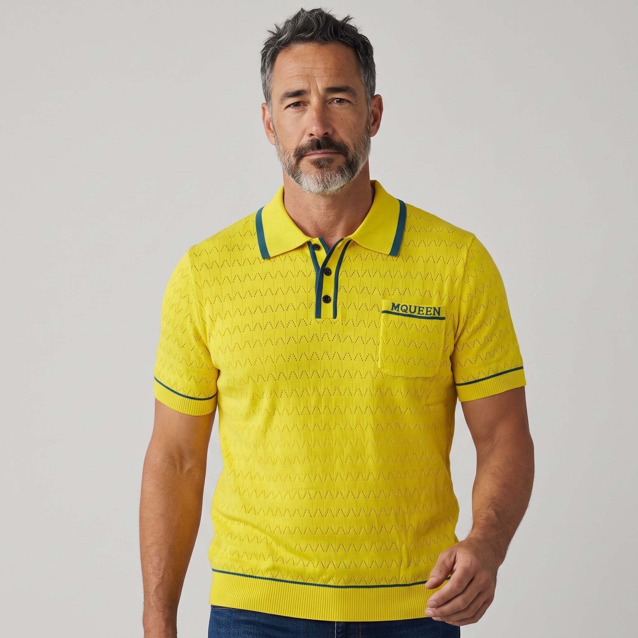 Alexander McQueen Knit Polo β Yellow Stripe π‘
