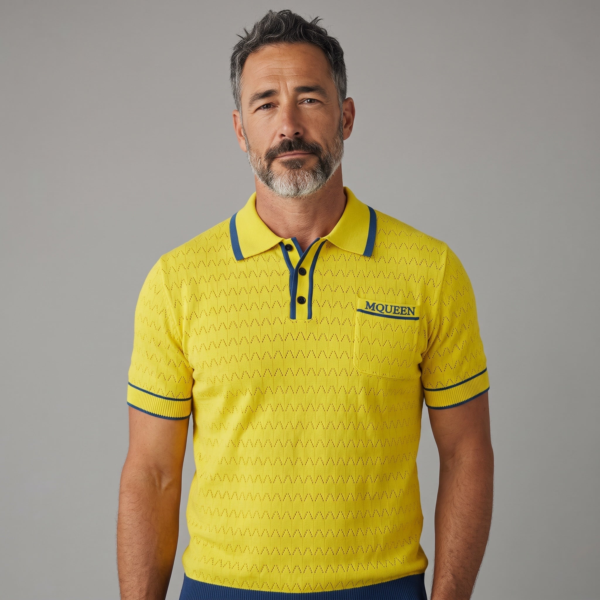 Alexander McQueen Knit Polo β Yellow Stripe π‘