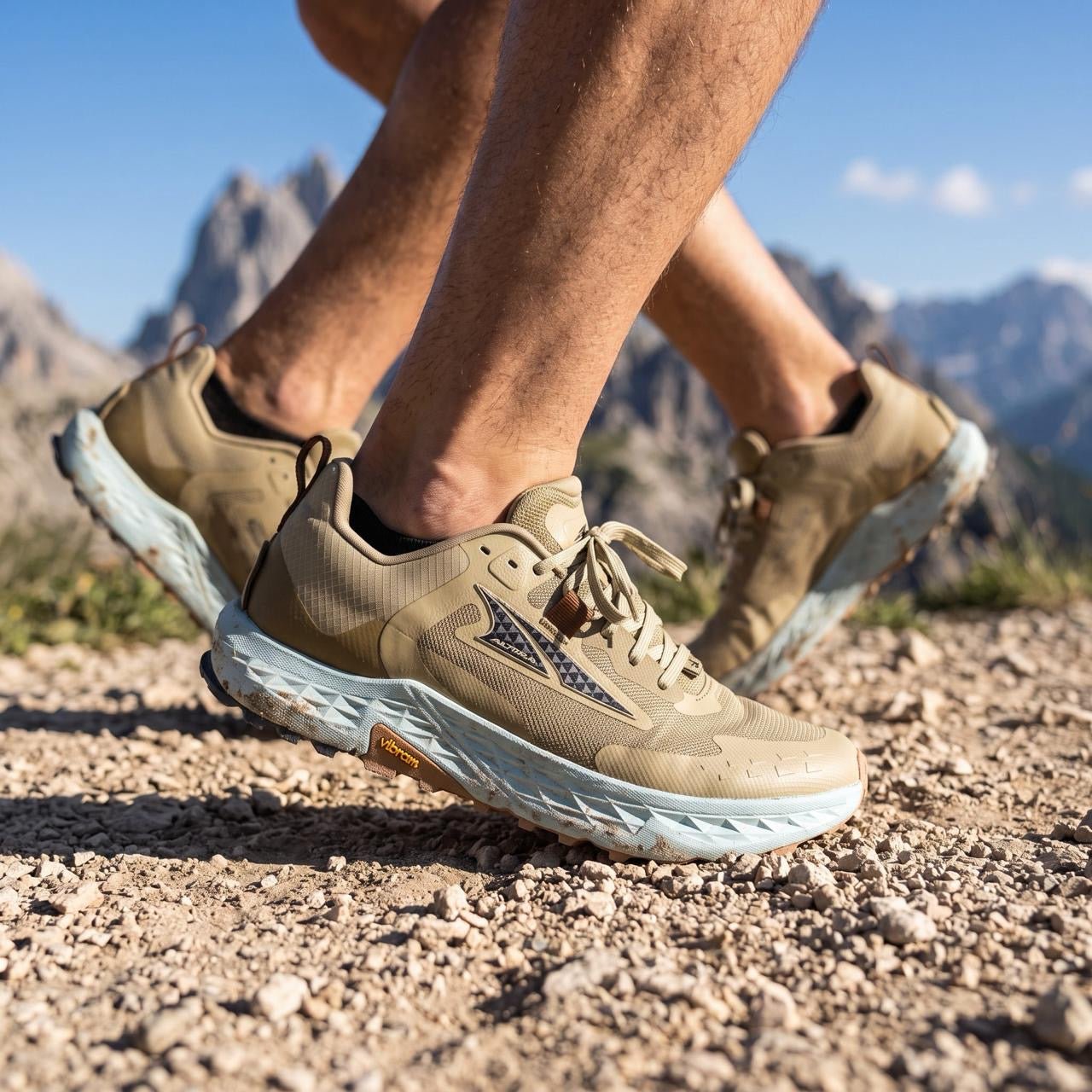 Altra Trail Shoe – Sand Tan with Sky Blue Sole 👟