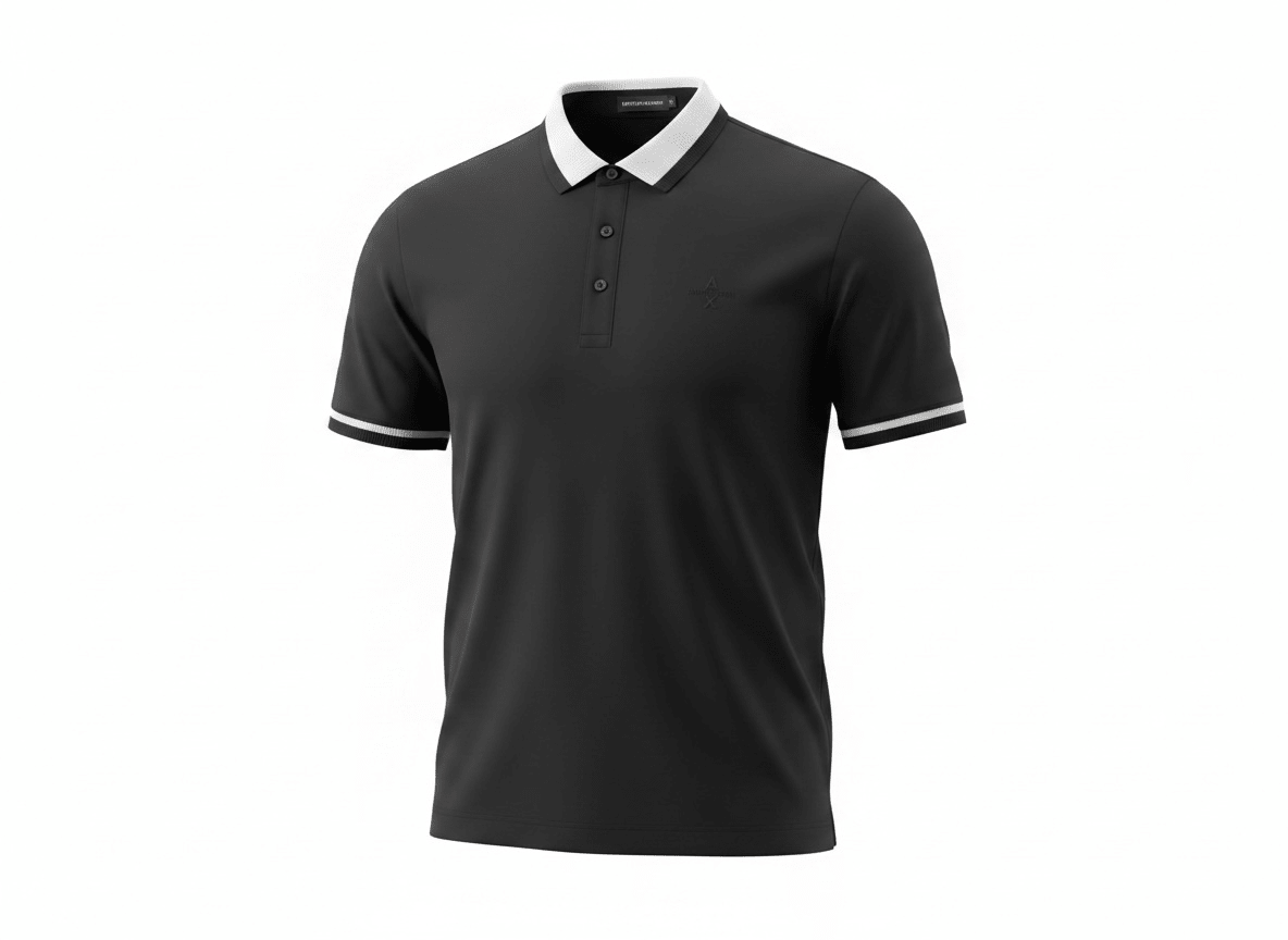 Armani Exchange Black Polo Shirt π€βͺ Sleek Contrast Design