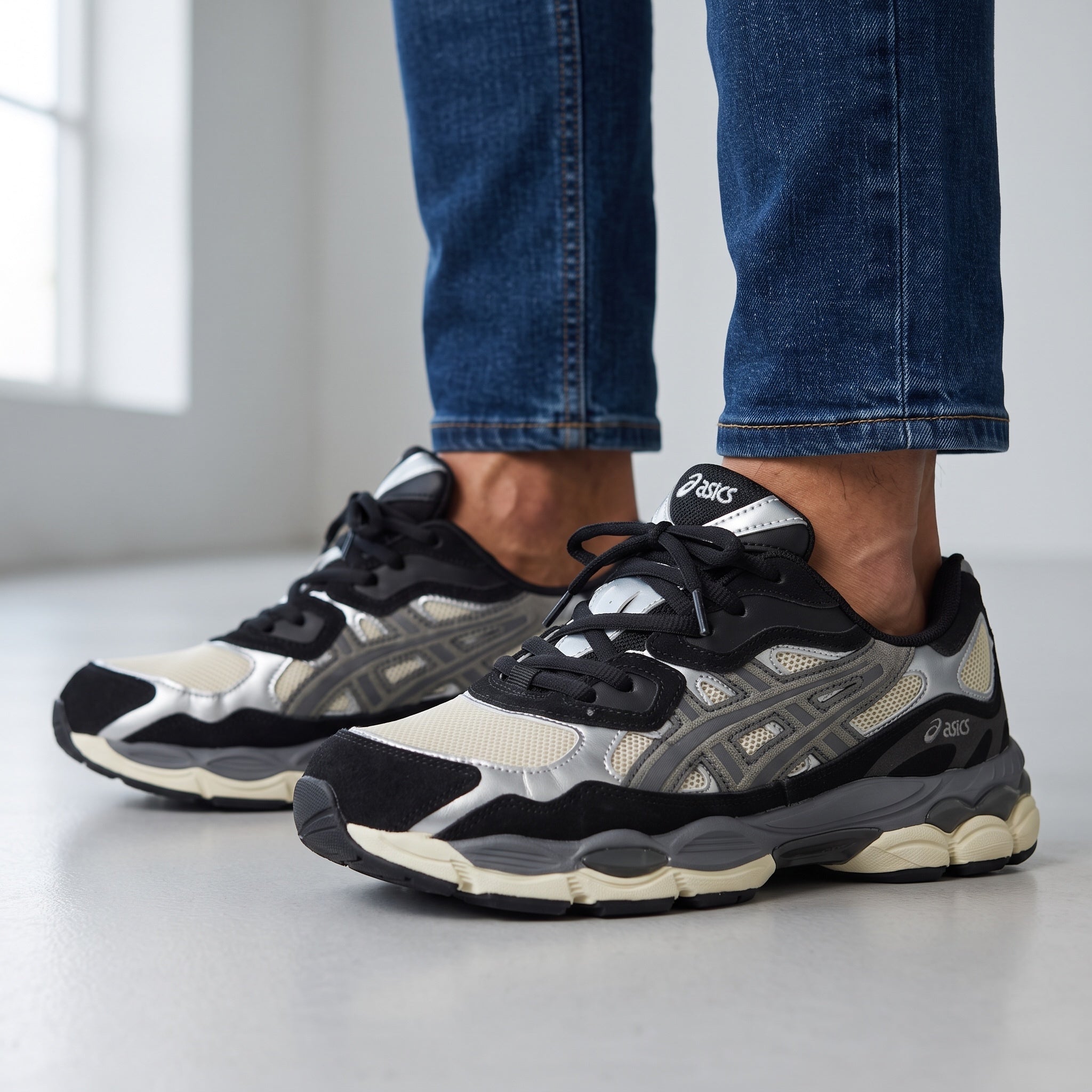 ASICS Chunky Runner β Silver Black Retro Sneaker π
