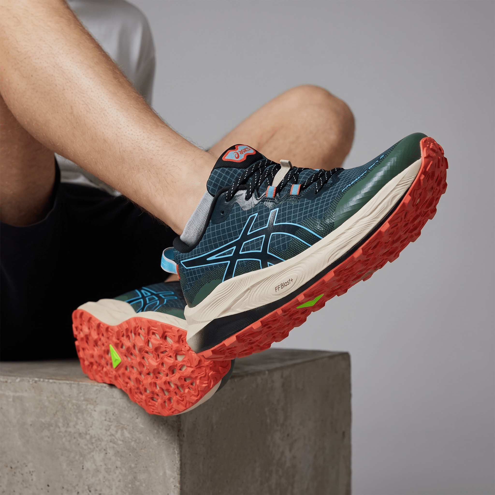 💙 Asics Gel-Trabuco 13 Trail Running Shoes – Green/Blue/Coral