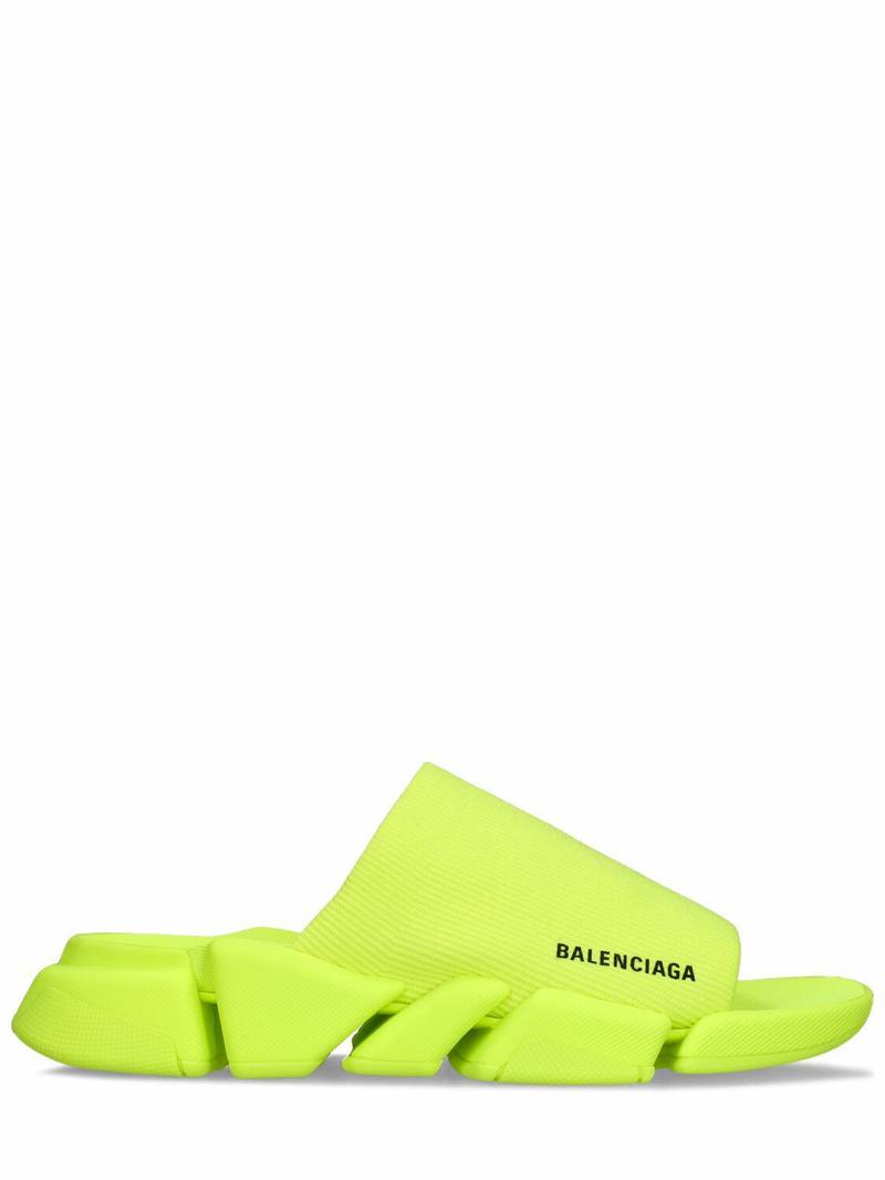 Balenciaga Neon Green Knit Slide Sandals β Bold Luxury Comfort πβ¨