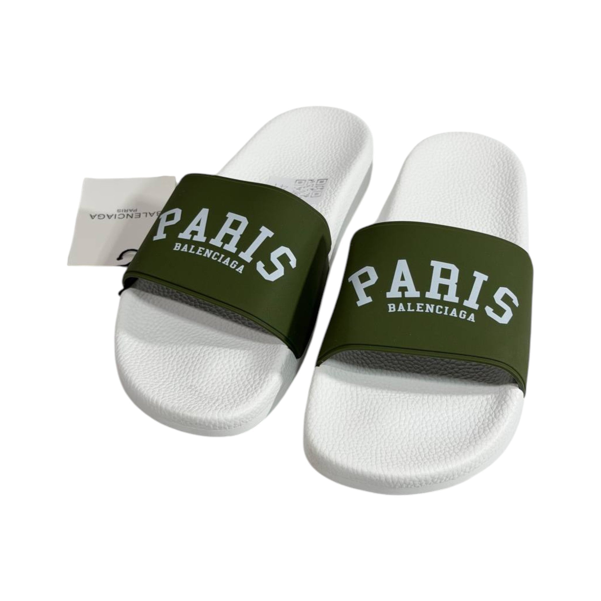 Balenciaga Paris Green Slides – Luxury Statement Summer Sandals 💚🤍👡