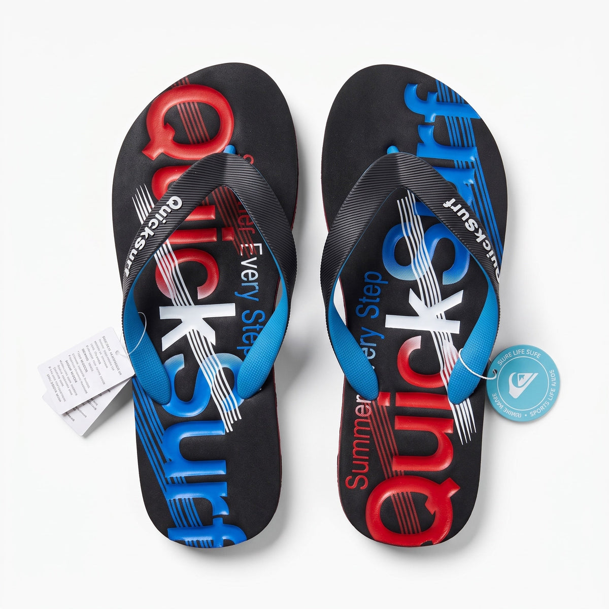 Quicksurf Flip-Flops β Black, Blue & Red