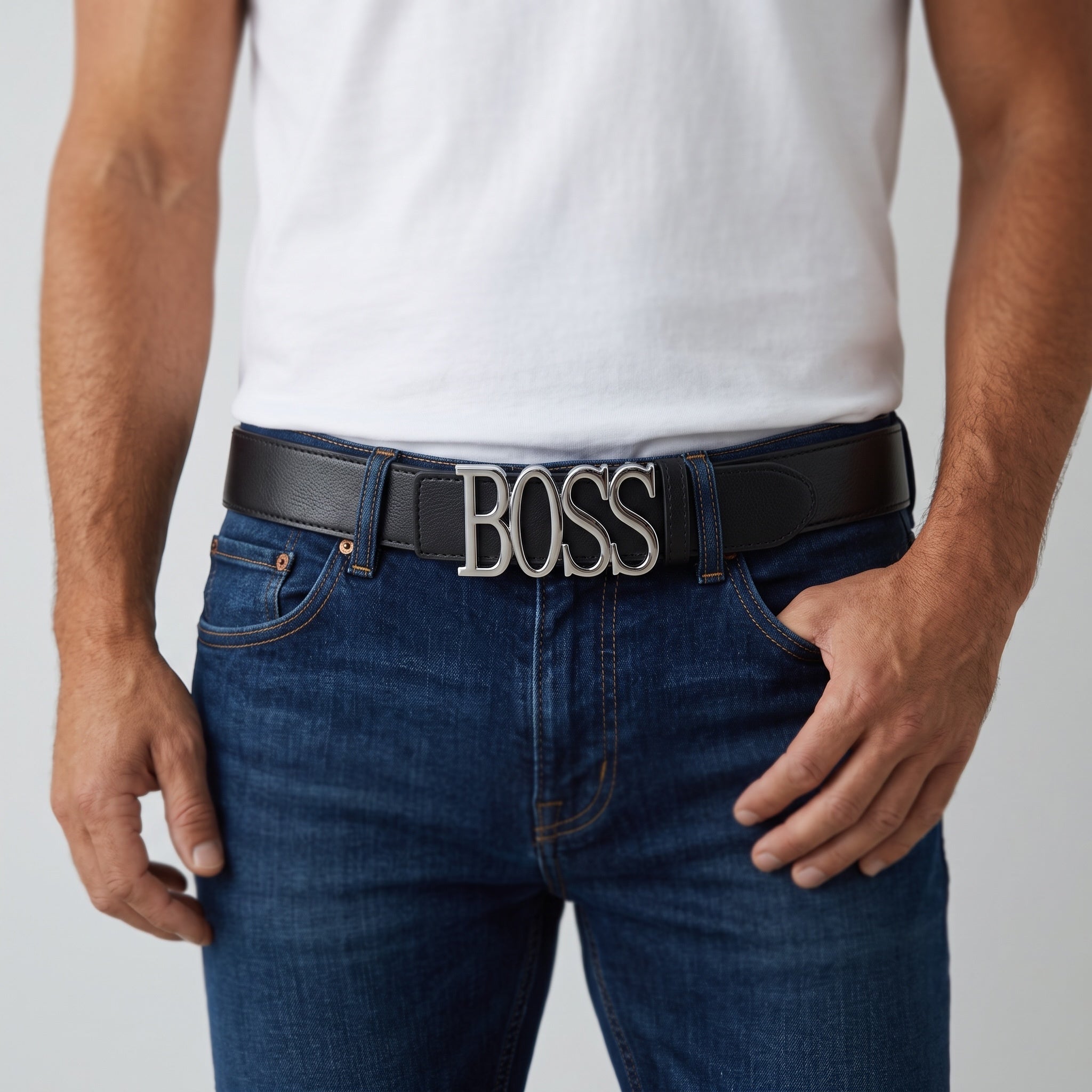 BOSS Belt β Black Logo Buckle π€β¨115cm