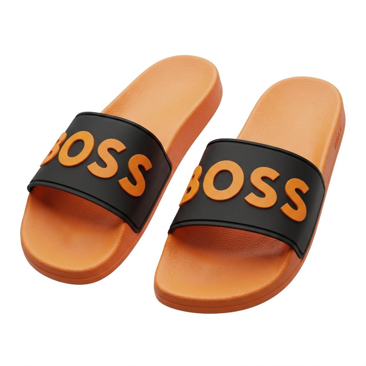 🧡🖤 BOSS Logo Slide Sandals – Premium Men's Casual Slides